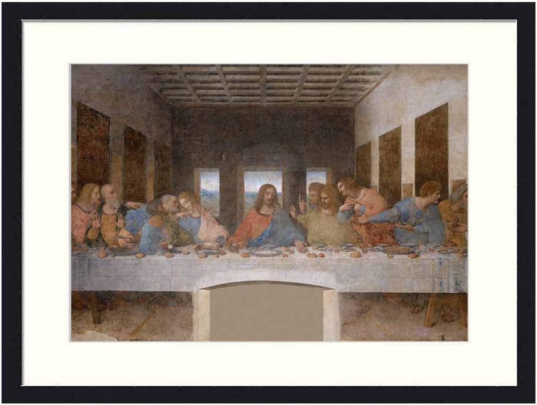OiArt Wall Art Canvas Prints Wood Framed Paintings Artworks Pictures(20x14 inch) - Leonardo Da Vinci The Last Supper The Last Meal