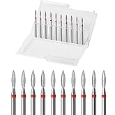 ERUIKA 10pcs Diamond Flame Cuticle Drill Bits Set, Professional Cuticle Nail Drill Bits for Dead Skin 3/32'' Nails Dry Manicu