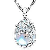 LOOVE Tree of Life Necklace Sterling Silver Crystal Abalone Shell Tree Pendant with Heart Family Tree Jewelry for Women Mother's Day Gifts