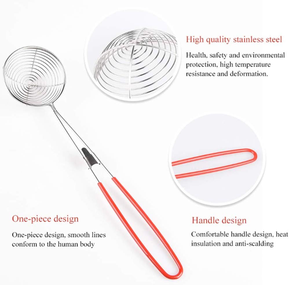Nuluxi Stainless Steel Colander Sieve Kitchen Tool Stainless Steel Hot Pot Colander Stainless Steel Wire Skimmer Spoon with Handle Suitable for Hot Pot Eating Soup Draining and Pearl Food (6 Pieces) - Image 5