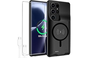 JBUBN Battery Case for Galaxy S25 Ultra,Upgraded 12000mAh High Capacity Rechargeable Portable Protective Extended Charger Case Wireless Charging Compatible with S25 Ultra (6.9 inch) Charging Cover (Black)
