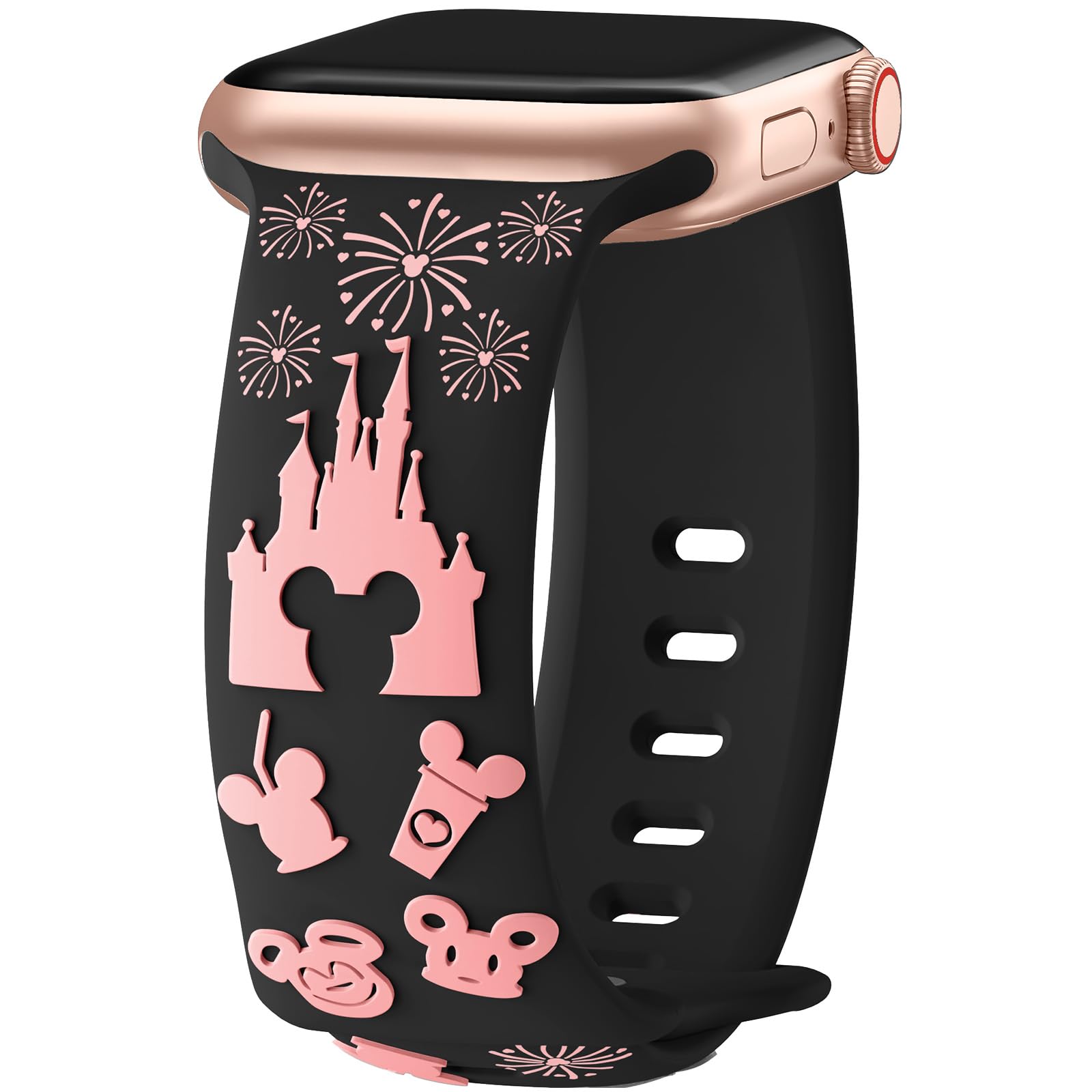 Cartoon 3D Embossed Band Compatible with Apple Watch Bands 40mm 38mm 44mm 45mm 41mm 42mm 49mm Women, Two-Tone Soft Silicone Sport Strap for iWatch Series 10 9 8 7 6 5 4 3 2 1 Ultra