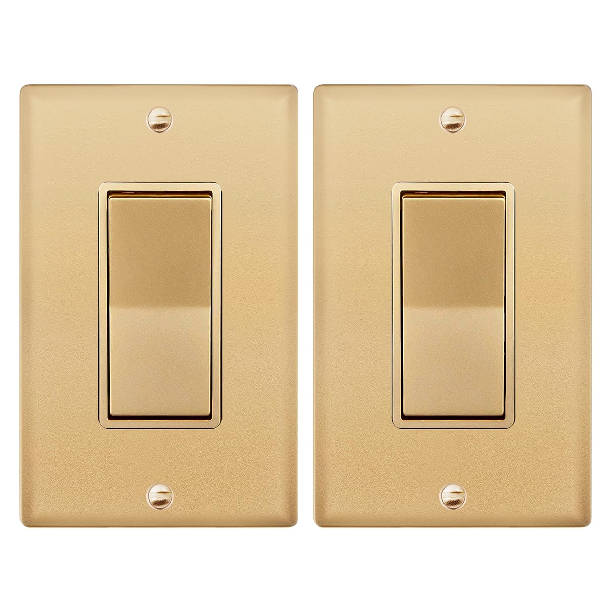 Photo 1 of Micmi Single Pole Decorator Wall Light Switch, Paddle Rocker Interrupter Residential Grade 3 Wires Grounding 15A 120/277V UL Listed (2 Pack, Golden)