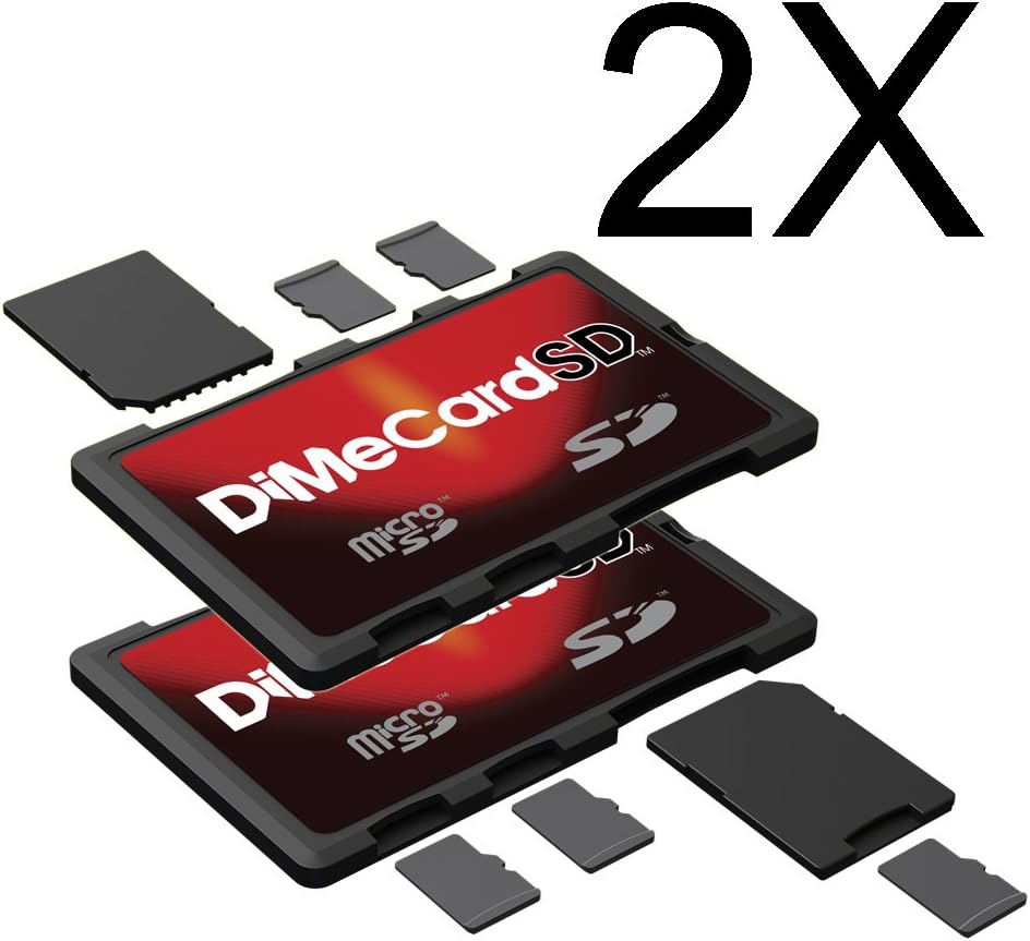DiMeCard-SD: SD + microSD Memory Card Holder Case 2-PACK (credit card size holder, writable label)