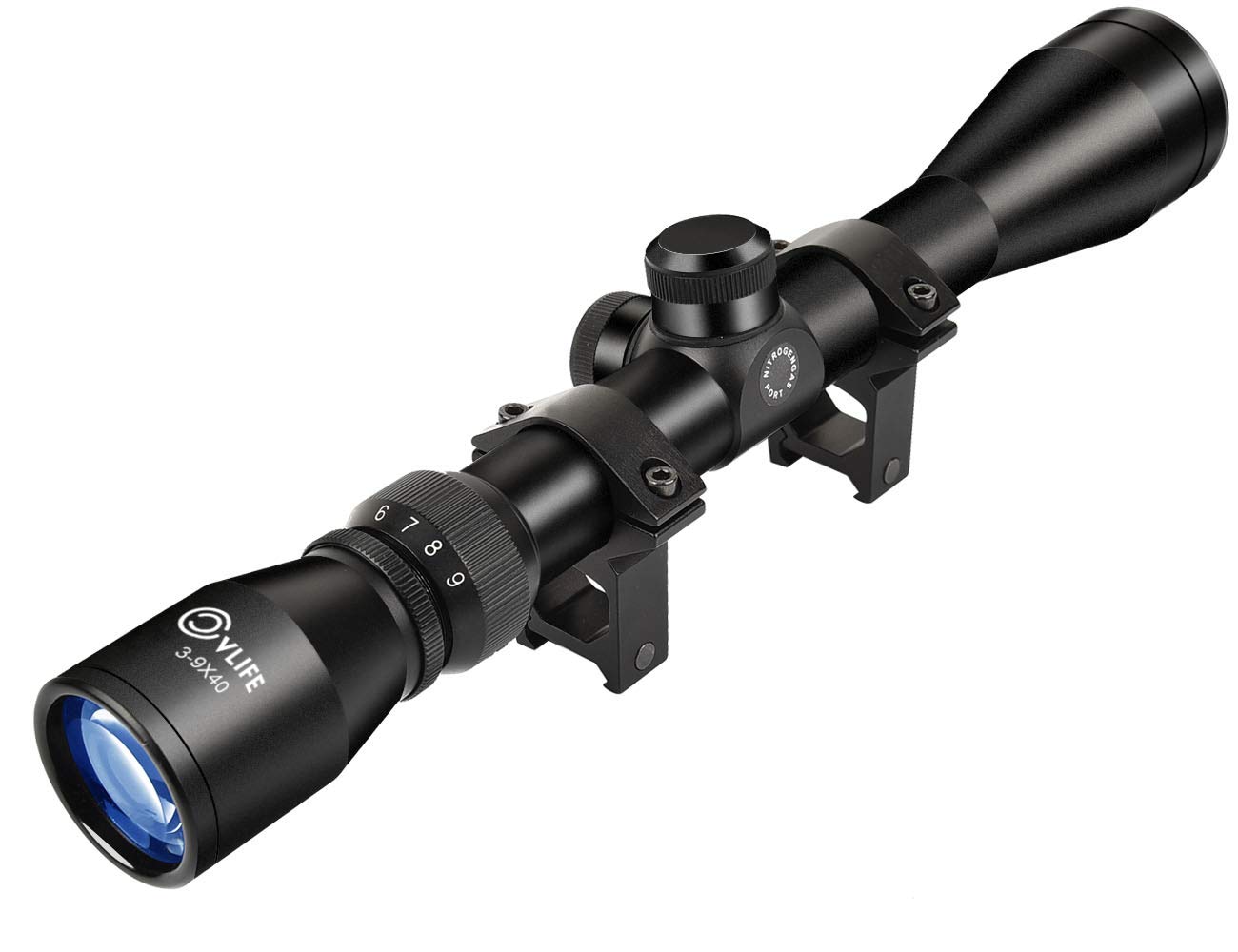 Photo 1 of CVLIFE 3-9x40 Optics R4 Reticle Crosshair Scope with 20mm Scope Mounts, Black