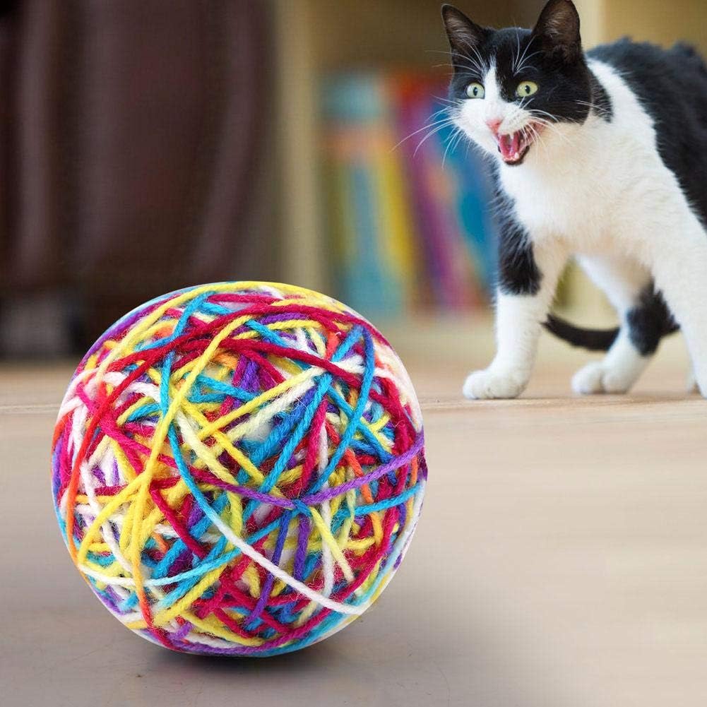 Handmade Colorful EcoFriendly Kitten Toy Balls Polyester Woolen Yarn