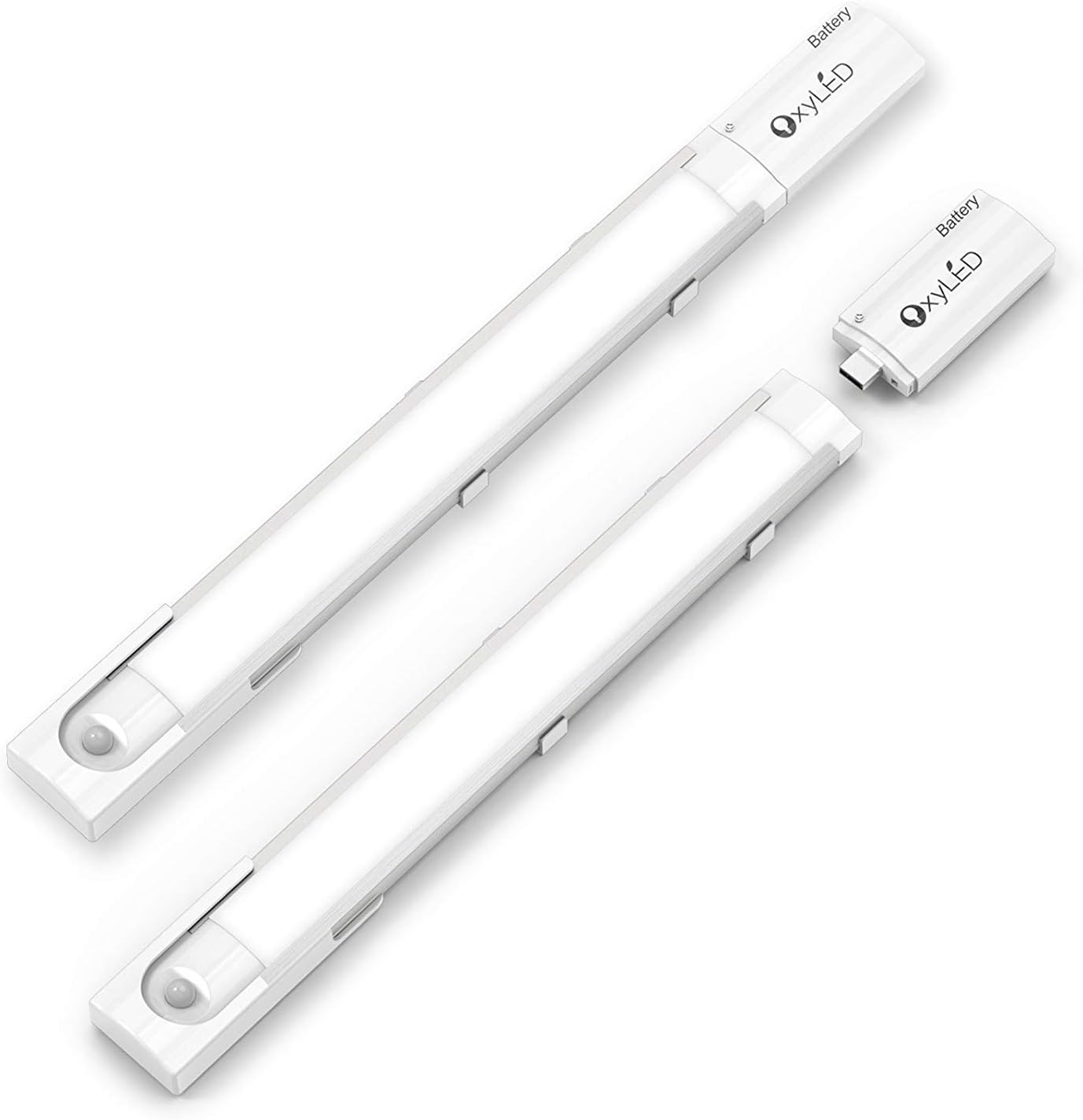 Motion Sensor Under Cabinet Lighting Closet Lights, OxyLED USB Rechargeable 25 LED Super Bright Wardrobe Lights, Detachable LED Night Light Bar for Bathroom, Bedroom, Gun Safe, Storage Room, 2-pack