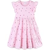 Bumeex Girl's Dresses Cotton Ruffle Sleeve Tiered Swing A-Line Cute Midi Casual Sundress