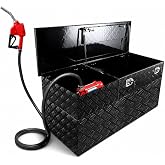 60 Gallon Aluminum Fuel Transfer Tank Toolbox Combo 12 GPM Pump | Built-in Tool Box, Gasoline &amp; Diesel Use, Truck Bed Compatible, Black Finish