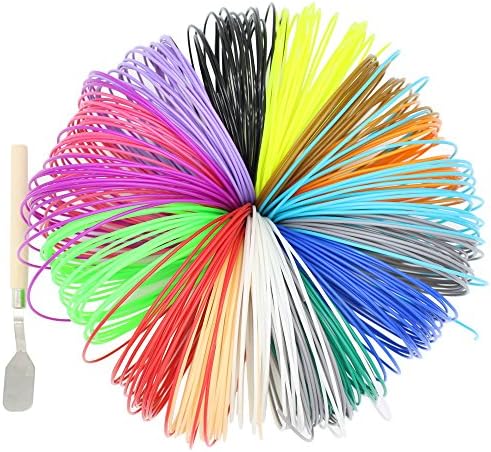 Synkia PLA Filament Refills for 3D Printing Pen and Printer,20 Colors 400 ft ofNON TOXIC PLA 1.75 mm - Great Value Pack With Spatula