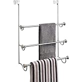 iDesign York Over The Shower Door Towel Rack for Bathroom, 1.5" x 7" x 22.8", Chrome/Brushed