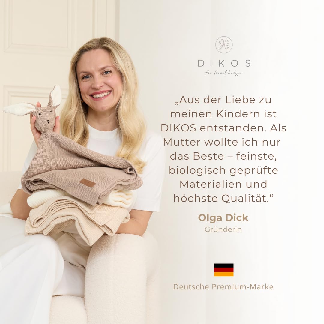 DIKOS Original 2-in-1 Babydecke & Kuscheltuch SCHMUSE-Hase (grau) – schönes Geschenk zur Geburt für Neugeborene Mädchen/Junge – aus weicher Bio-Baumwolle (GOTS) – ideal als erstes Baby Kuscheltier 7