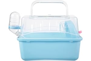 Totority Hamster Cage Travel Carrier, Portable Cage with Water Bottle Outgoing Cage and Adjustable Strap, Pet Cage for Small Pet Hedgehog Sugar Glider Squirrel Mice