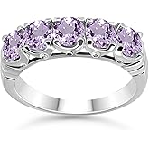 Sterling Silver Amethyst Half Eternity Band Ring for Women