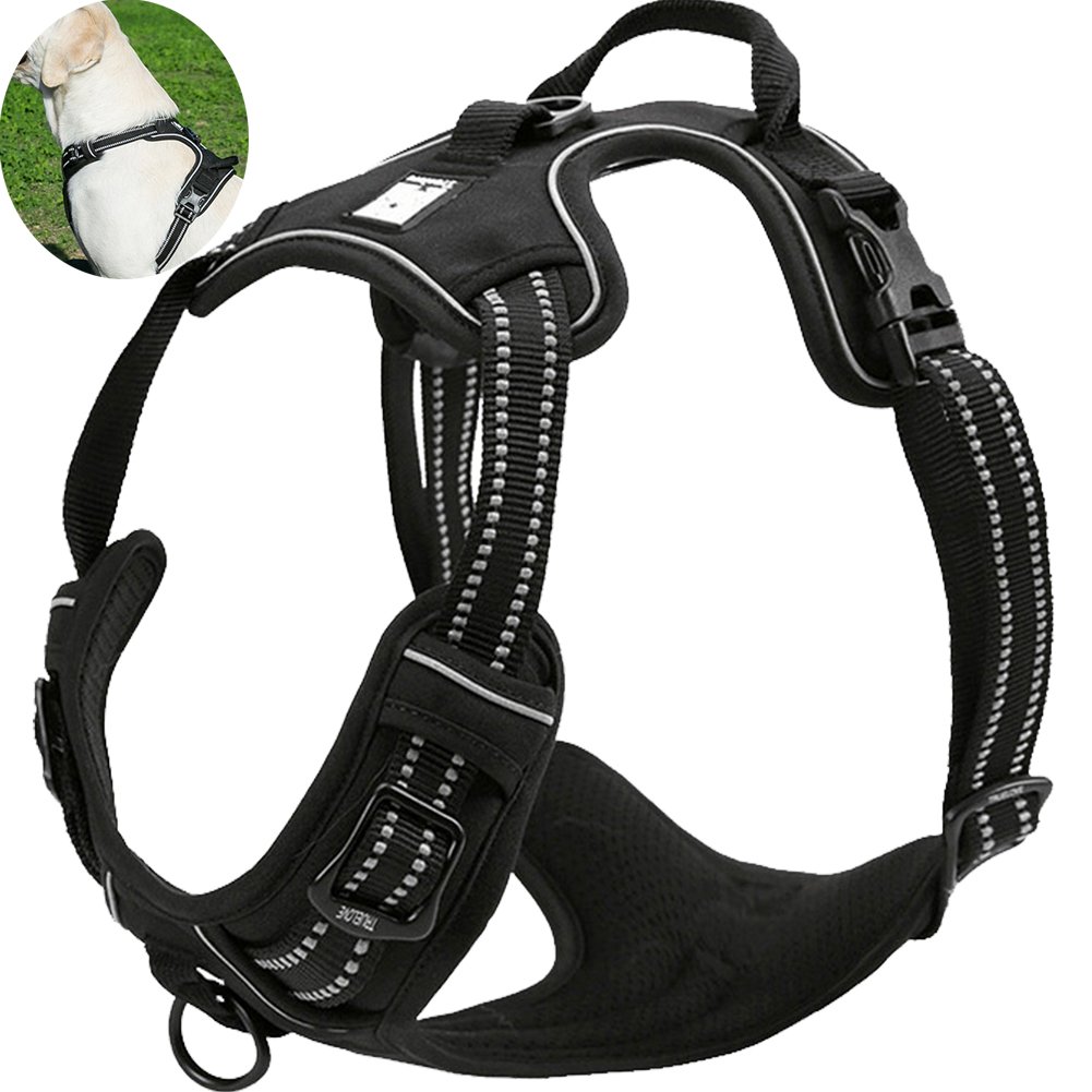 OLizee New No Pull Dog Harness Outdoor Adventure Reflective Markings Pet Vest with Handle Adjustable Protective Nylon Walking Pet Harness Variety of Sizes and Colors,Black S — image 1