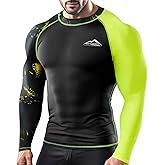 Meterstride Men's Rash Guard Swim Shirts, UPF 50+ Long Sleeve Compression Shirt Baselayer Skins for Jiu Jitsu BJJ