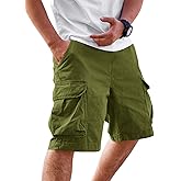 Runcati Mens Cargo Shorts Chino Cotton Drawstring Casual Shorts Summer Twill Outdoor Short Pants