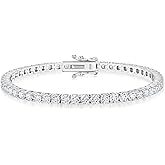 KRKC&CO Lab-Grown Moissanite Tennis Bracelet Women, Luxury Anniversary Wedding Bridal Gift for Wife, 2.2-13.8 ct.tw, D Color VVS1, 925 Sterling Silver 14K Golden Plated, Hypoallergenic, Everyday Jewelry