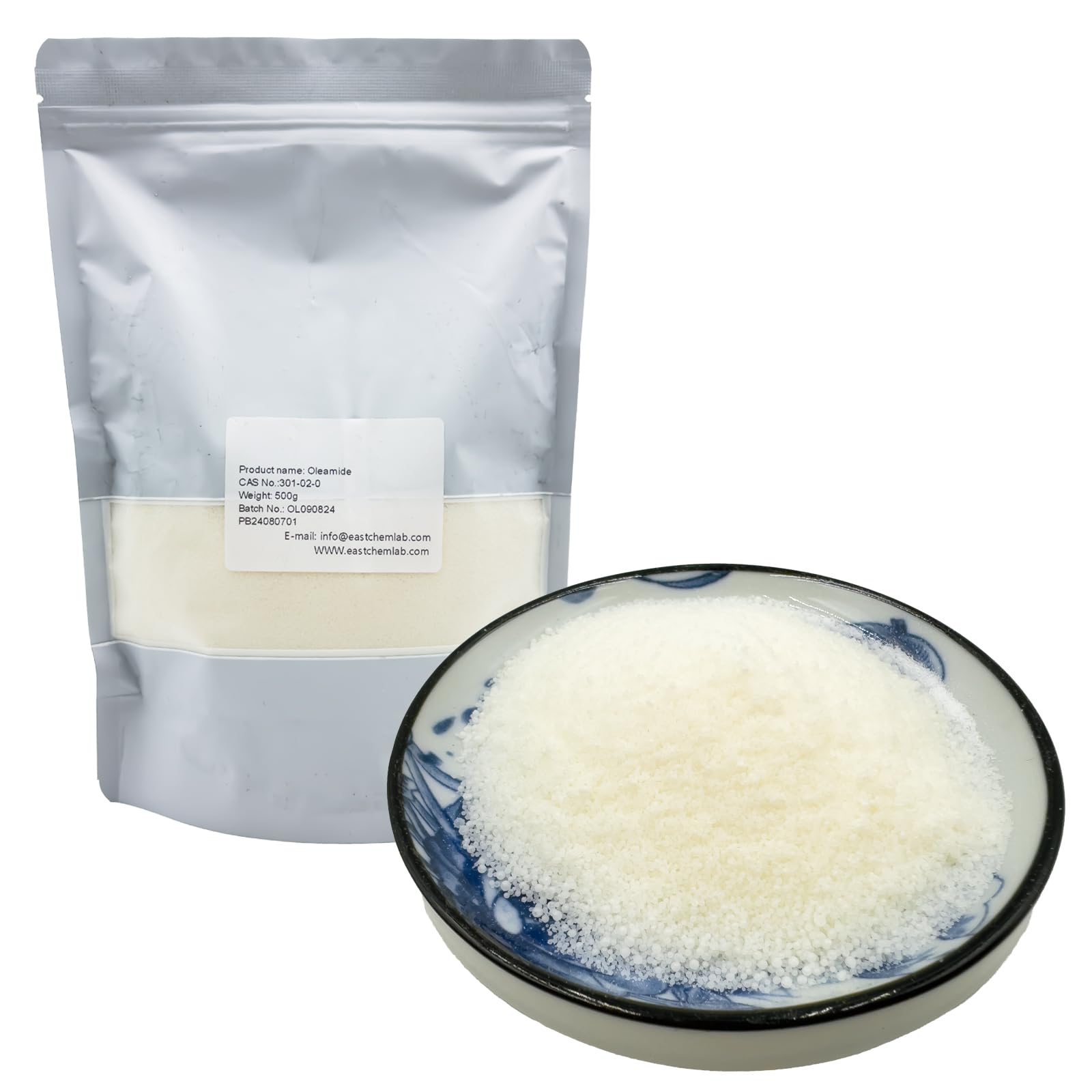 Eastchemlab® 98.5% purity industrial grade of Oleic acid amide, Oleamide,CAS:301-02-0 (500g)