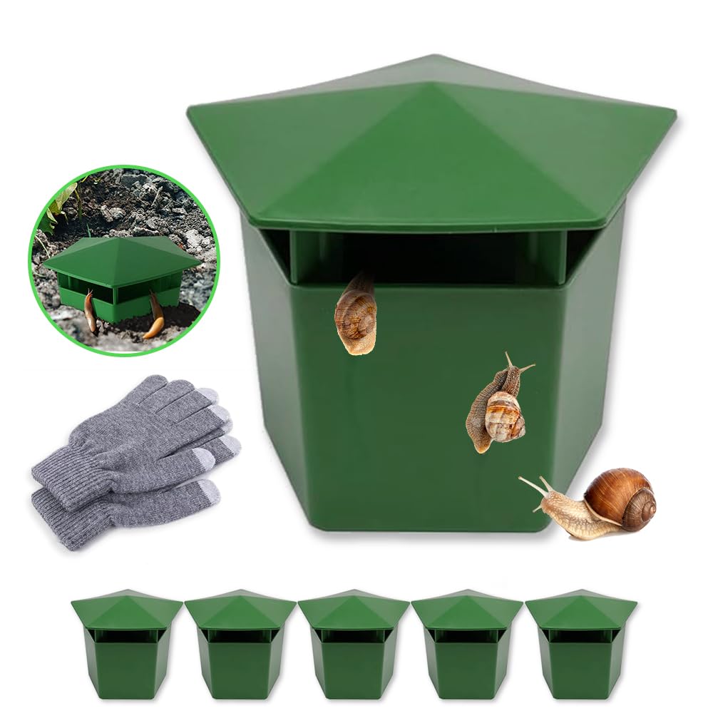 Snail Trap, Pack of 5 Snail Traps for the Garden, Nude Snail Trap, Reusable, Plastic Beer Snail Traps, Friendly Snail Catcher for Plants to Protect Against Snails