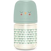 Suavinex Bonhomia Glass Baby Bottle with SX PRO Silicone Nipple, Anti Colic Baby Bottles, Baby Bottles for Breastfed Babies, Slow Flow, 0mo, 4oz, Mint