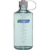 Nalgene 32 oz Narrow Mouth Water Bottle, Seafoam | BPA-Free, Durable &amp; Lightweight, Leak Proof, Dishwasher Safe, Large Reusable Plastic Bottle for Hiking, Gym, Work &amp; Travel
