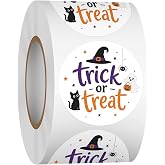 Heyfibro 500 PCS 2 Inch Happy Halloween Stickers Roll Trick or Treat Stickers for Adults Halloween Day Events Party Favors Gift Packing Cards Candy Bags Bulk Supplies