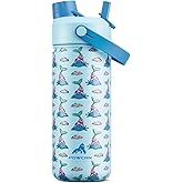 18 oz Kids Insulated Mermaid Water Bottle for School: 2-in-1 Straw Spout Lid, Leakproof, BPA-Free, Keep Cold 24H, Reusable Stainless Steel Cup, Birthday Gift for Girls Daughters (Splash Tails)