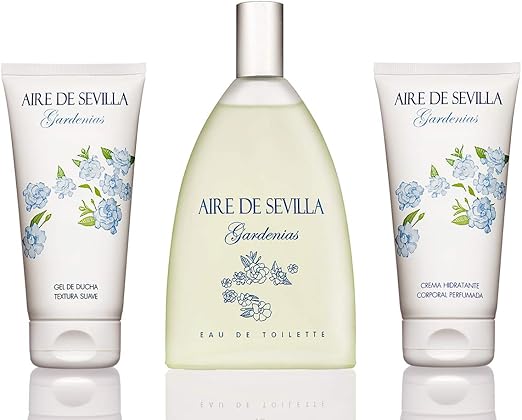 Aire de Sevilla Gardenias Set Perfume para Mujer - EDT, Crema Perfumada y Gel Exfoliante