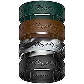 Egnaro Silicone Wedding Rings For Him, Men's Engraving Rubber Engagement Bands 8.5mm Wide 2.5mm Thick Multipack For Workout Travel Gym