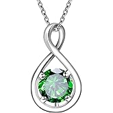 Eastlily Infinity Birthstone Necklace for Women, 925 Sterling Silver Birthday Stone Pendant with Titanium Steel Chain 18", Women's Jewelry Gift for Birthday or Special Occasions