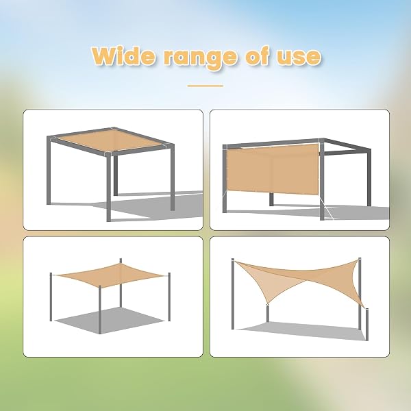 VICLLAX 90% SHADE FABRIC SUN SHADE CLOTH WITH REINFORCED GROMMETS & D-RING EYELETS FOR OUTDOOR PATIO GARDEN PERGOLA COVER CANOPY 5X6 FT, WHEAT