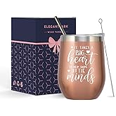 ELEGANTPARK Teacher Tumbler Teacher Gifts for Women Birthday Valentines Graduation End of Year Christmas Appreciation Gifts Stainless Steel Wine Tumbler with Lid and Straw 12 OZ Rose Gold