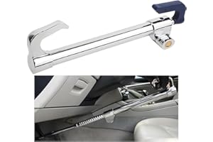 FALVFUN Car Steering Wheel Lock, Retractable Adjustable Length Vehicle Security Lock Device with 2 Keys, Double Hook Automotive Brake Locking Pedal, Universal for SUV, Sedan, Truck