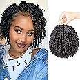 VIOLET Passion Twist Crochet Hair 6 Inch 9 Packs Natural Black Passion Twist Hair Short Twist Hair Prelooped Crochet Hair for Black Women（1B，6 Inch，9 Packs）