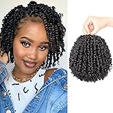 VIOLET Passion Twist Crochet Hair 6 Inch 9 Packs Natural Black Passion Twist Hair Short Twist Hair Prelooped Crochet Hair for Black Women（1B，6 Inch，9 Packs）