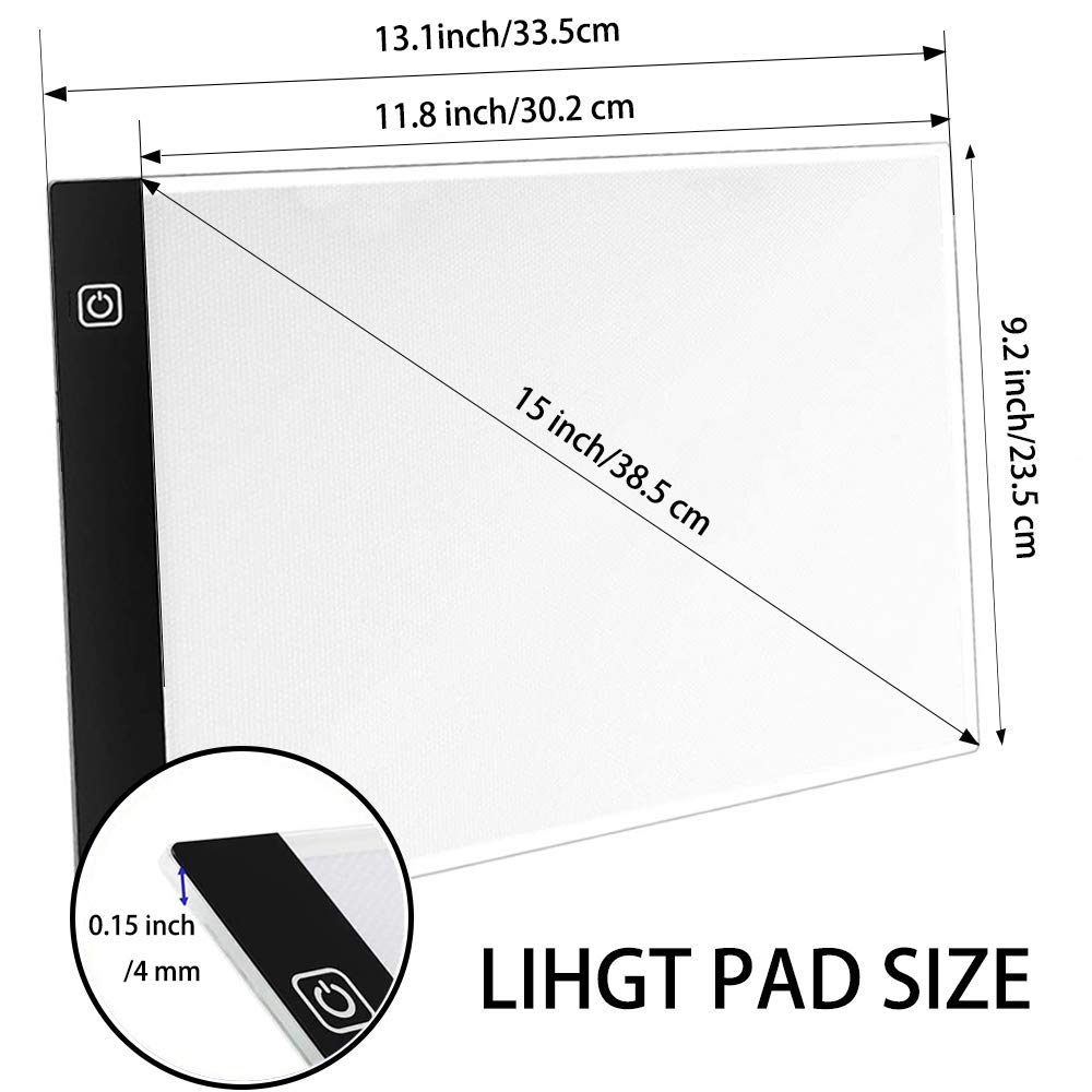 A4 Light Pad for Diamond Painting - Sponake Light Board Tracing with 3 Level Brightness Apply to Full Drill & Partial Drill 5D Diamonds Art - Craft, Sketching, Animation,Weeding Vinyl