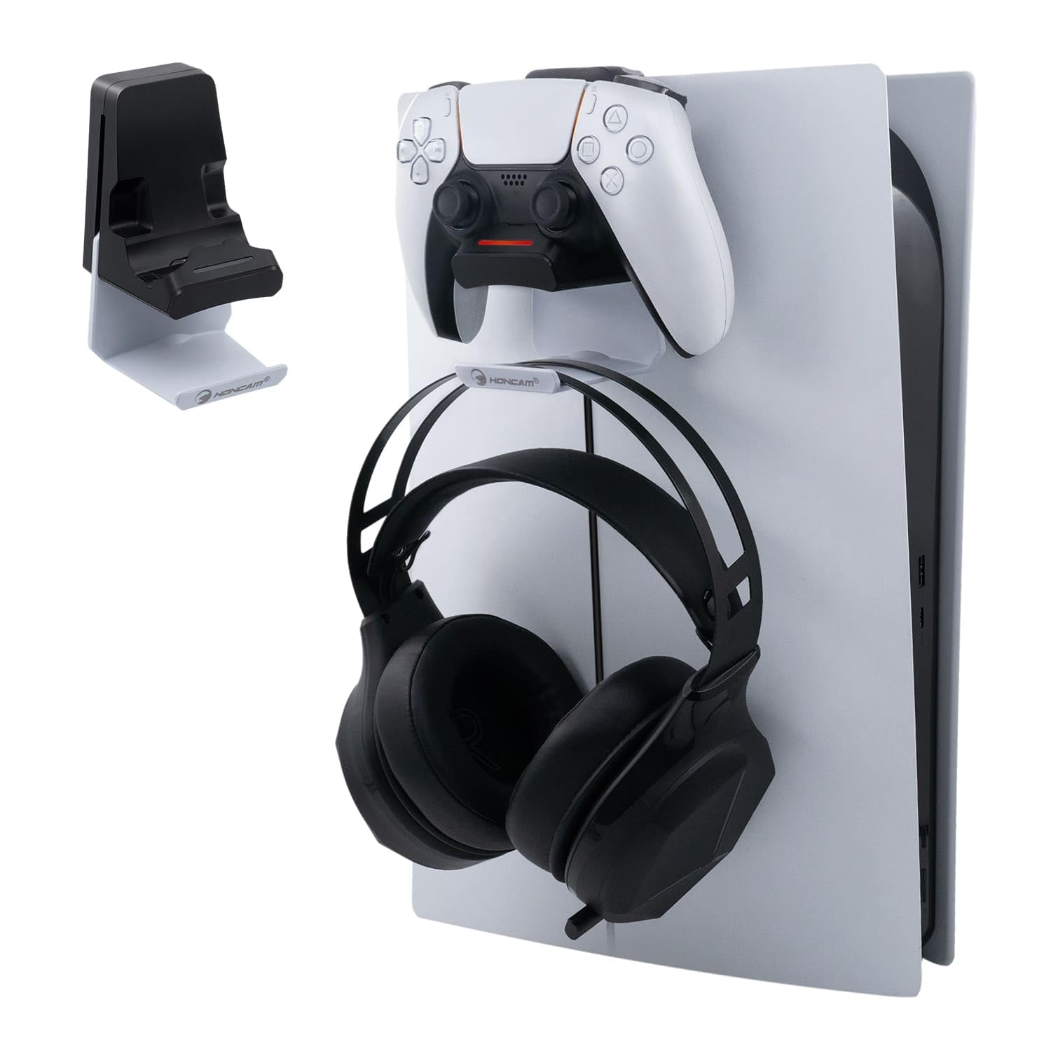 Mcbazel 2 in 1 PS5 Edge/DS コントローラー用 急速充電スタンド ヘッドホンハンガー付き ホワイトの商品画像