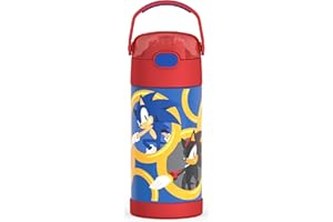 THERMOS FUNTAINER Water Bottle with Straw - 12 Ounce, Sonic the Hedgehog - Kids Stainless Steel Vacuum Insulated Water Bottle
