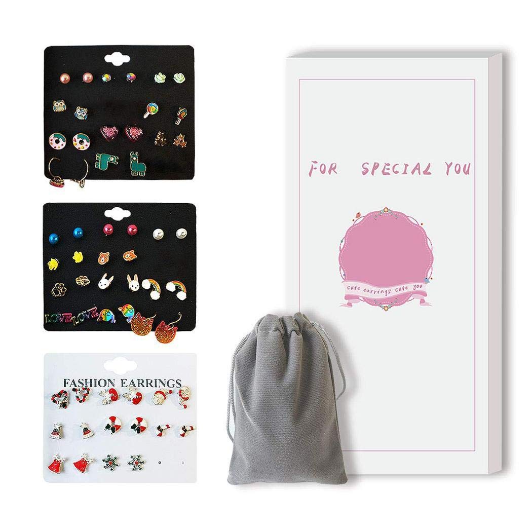 Ultrey Women 12 Pair Stud Earrings Set Fashion Cute Cartoon Animal Ear Accessories Belts