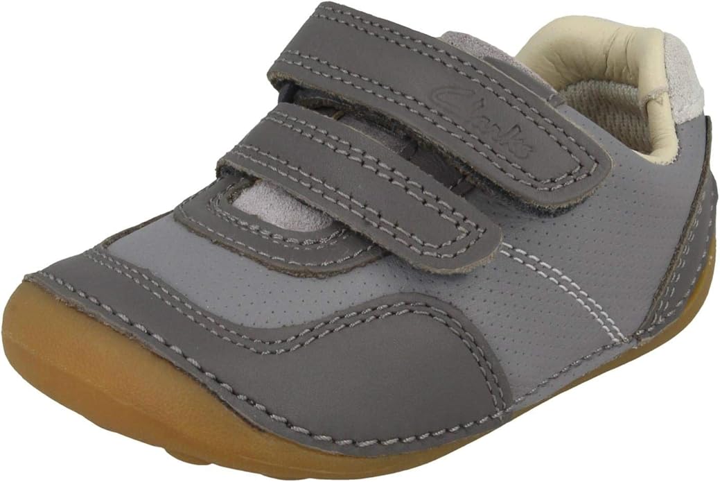 Clarks Tiny Dusk Toddler Leather Shoes in Extra Wide Fit Size 5 Grey