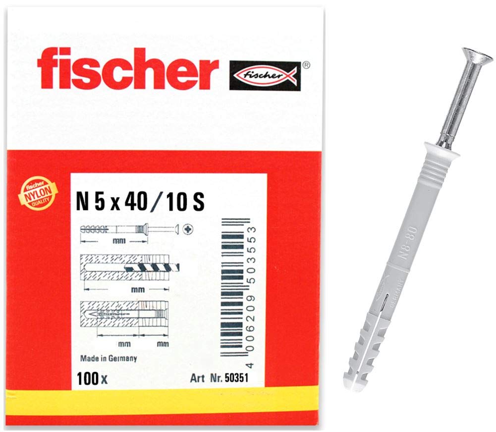 fischer N 5 x 40 Z Hammerfix Frame Fixing, Pack of 100, 50351