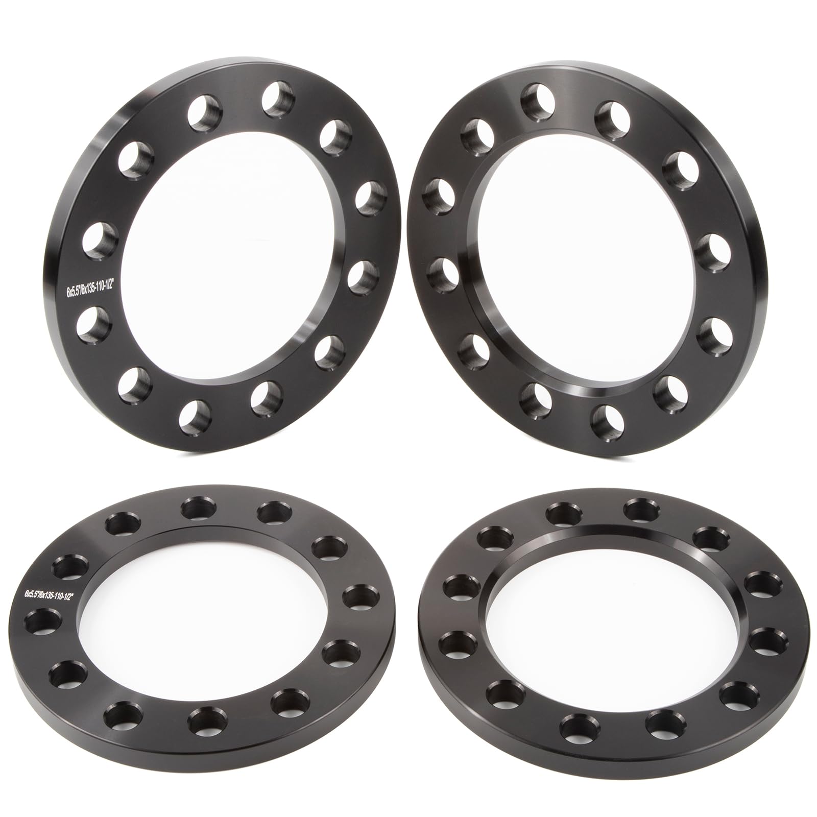 Photo 1 of GAsupply 12mm 6x5.5 6x135 6x139.7 Universal Wheel Spacers, Fit for Silverado/Suburban/Sierra/Yukon 1500 Tacoma (Only 6 Lug) 4-Runner, 110mm Hub Bore, 1/2" Forged Black Universal Spacer Adapters, 4PCS