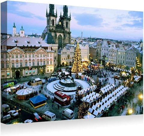 Amazon Co Jp 40x60cm アートパネル ポスター 湿気を防ぐ キャンバスアート インテリア 絵画 クリスマスマーケット旧市街広場プラハチェコ共和国 アートフレーム 取り付けやすい 装飾軽くて取り付けやすい 壁掛け アート 装飾 壁絵 ホーム キッチン