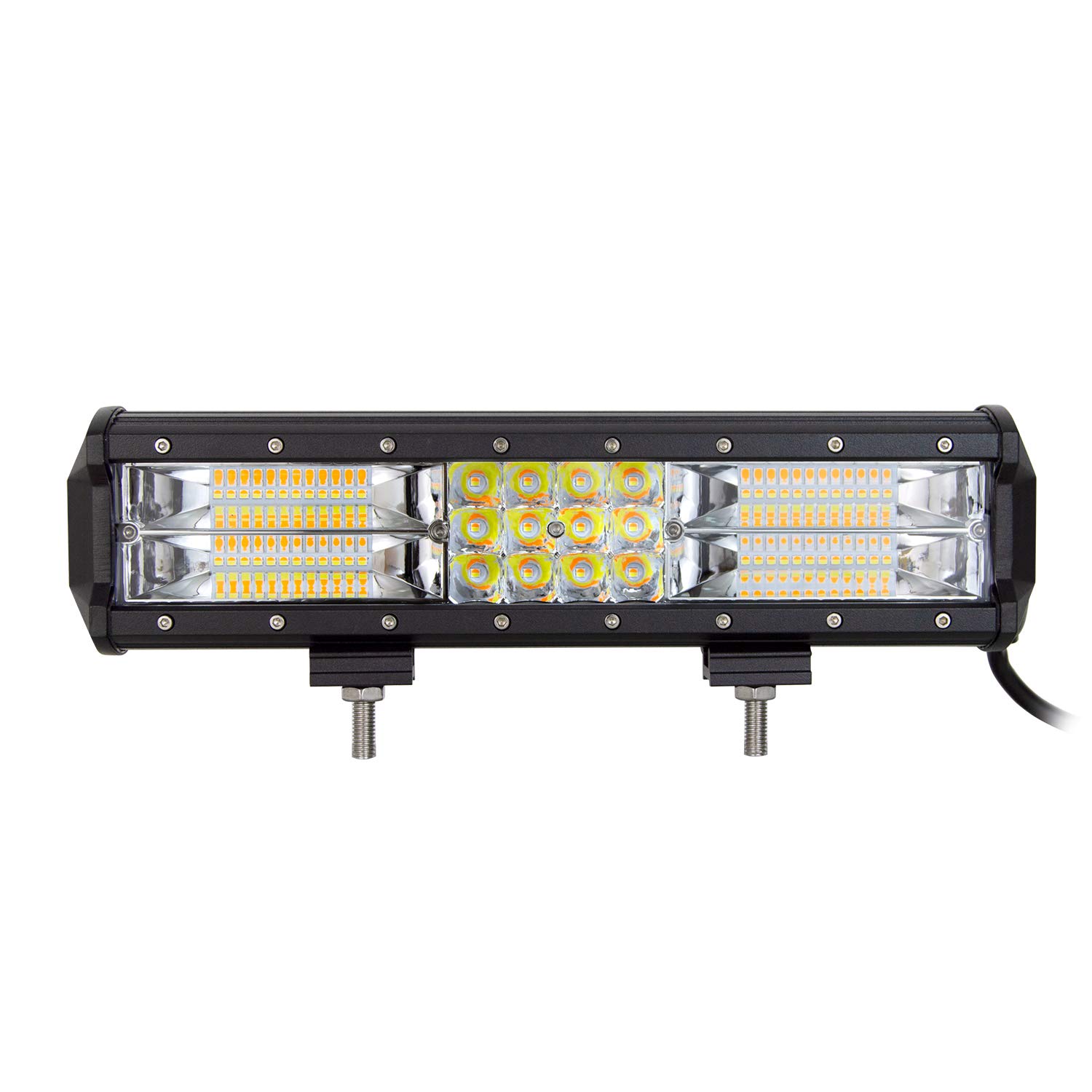 AUXTINGS 12 inch 180W LED Strobe Light Bar White & Amber Flash Triple Row 5500LM Flood Spot Combo Led Bar Off Road Lights