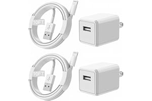 BANETY iPhone Charger [MFi Certified] Long 2 Pack 10FT Lightning Cable Cube iPhone Charging Transfer Cord Cable with USB Plug Wall Charger Block Travel Adapter for iPhone 14/13/12/11/SE 2022/8/7/XS/XR/X/iPad