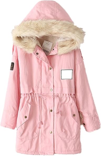army coat with pink fur hood