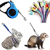 [3-Piece Set] Escape Proof Small Pet Harness and Leash - 10ft (3m) Retractable Lead &amp; 2 Adjustable Rope Vests for Kittens, Ferrets, Rabbits, Guinea Pigs &amp; Small Pets