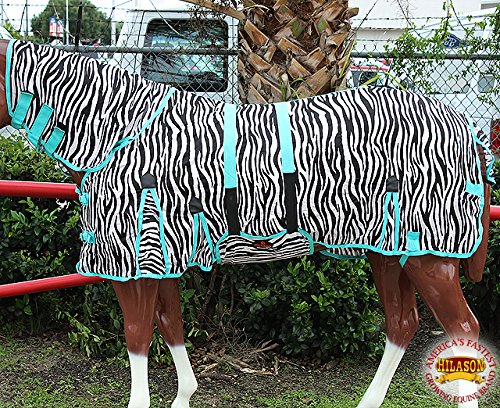 81' HILASON UV PROTECT MESH HORSE FLY SHEET W/ NECK COVER & BELLY WRAP ZEBRA