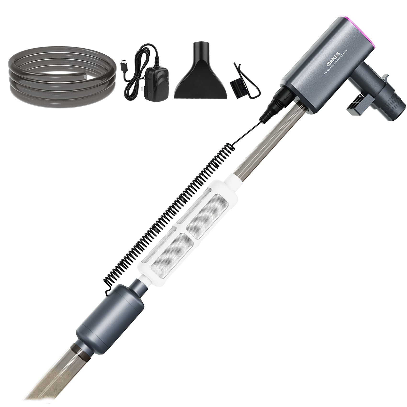 Photo 1 of HACPUT Cordless Aquarium Gravel Cleaner Vacuum: 6-in-1 Electric Fish Tank Cleaner, Rechargeable & Strong Suction Automatic Water Changer, Touch Control, Fits 5–150 Gallon Tanks